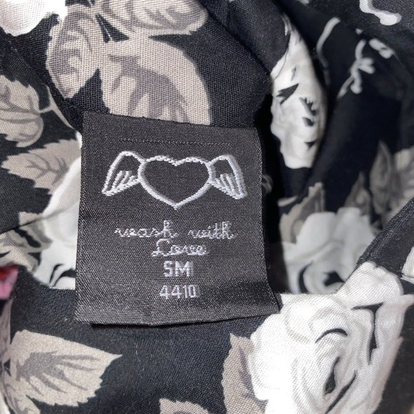 Hell Bunny Vixen Rose Natalie Dress Gothic Floral Dark Black Size Small Womens - Picture 2 of 5